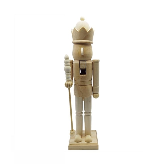 Unpainted Wooden Nutcracker Figurine 15 Inch Pine Wood Soldier with Movable Lever 3D Carved Christmas Mantel Decor DIY Craft Gift