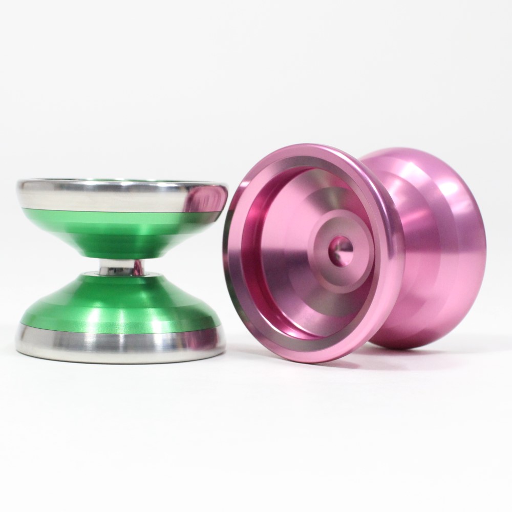 Unparalleled Ion and Anion Yo-Yo - Monometal and Bimetal YoYo Set (Ion Green (Polish) Anion Pink (Polish))