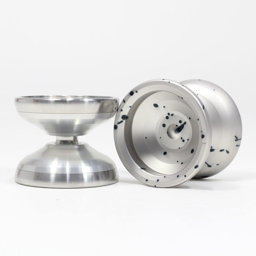 Unparalleled Ion and Anion Yo-Yo - Monometal and Bimetal YoYo Set (Ion Silver (Polish) Anion Silver Black Speckle (Blasted))