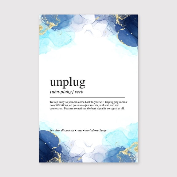 Unplug Definition Canvas 8x12 inch, Unplug Definition Print, Minimal Typography Art, Modern Wellness Poster, Calm Living Room Decor