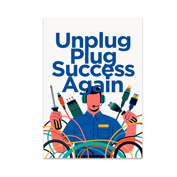 Unplug Plug Success Again - Tech Support Enthusiast - 13x19 Poster Print