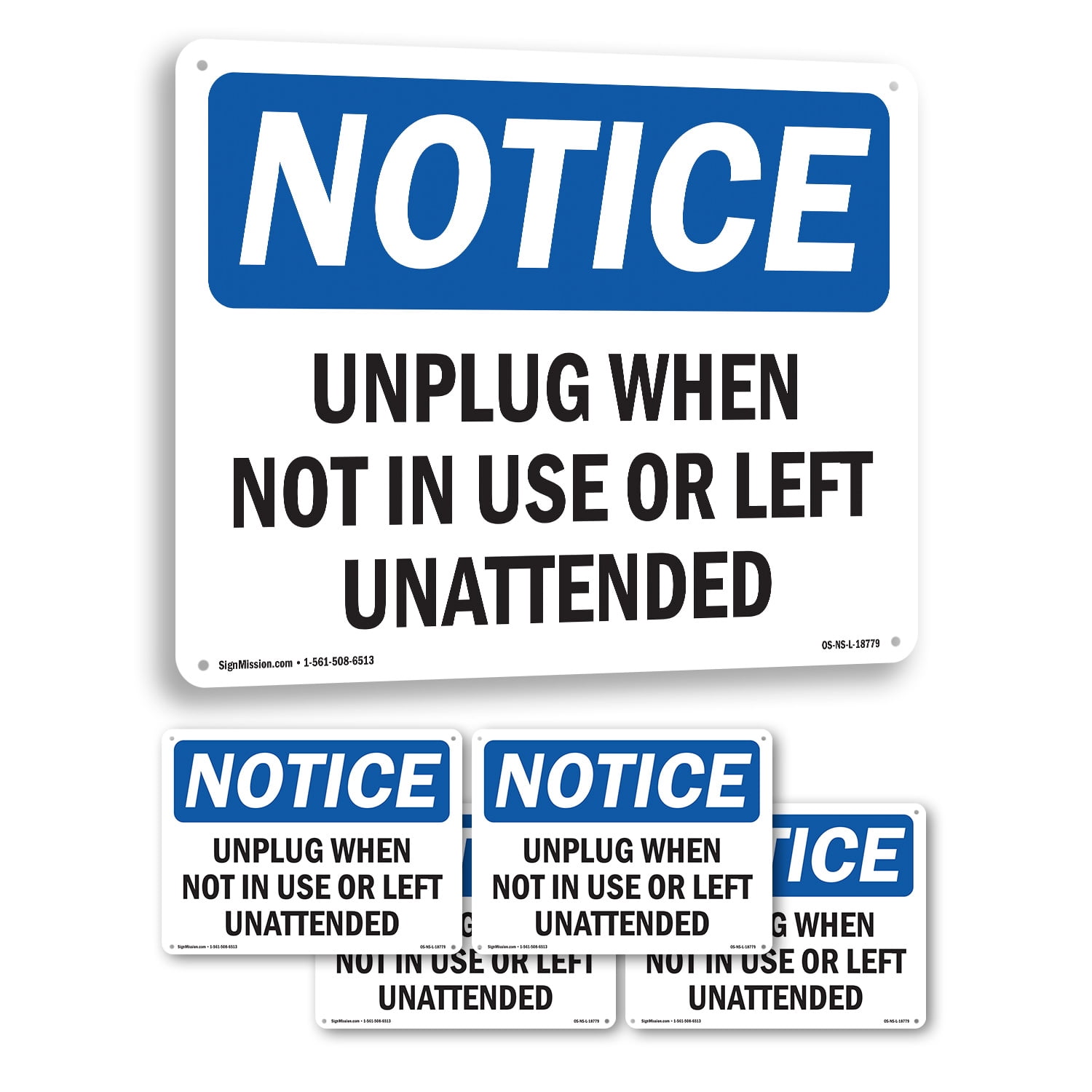 Unplug24 Unplug When Not In Use Or Left Unattended OSHA Notice Rigid Plastic ...