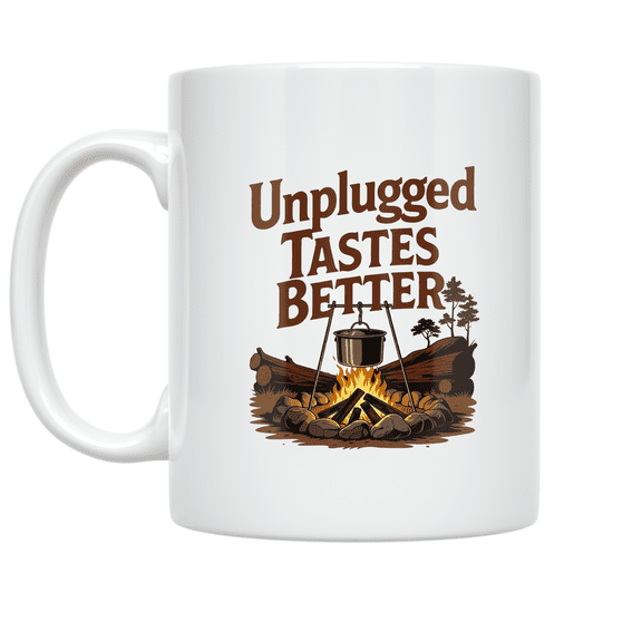 Unplugged Tastes Better - Off-Grid Living Enthusiast - 11 oz Ceramic Coffee Mug