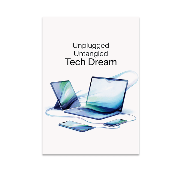 Unplugged Untangled Tech Dream Poster - Modern Workspace Decor - 13x19 Poster Print