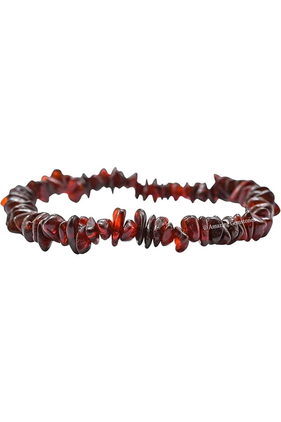 Unpolished Amber Chips Bracelet Healing Crystal Bracelet for Men & Women, Balance & Positive Energy Jewelry