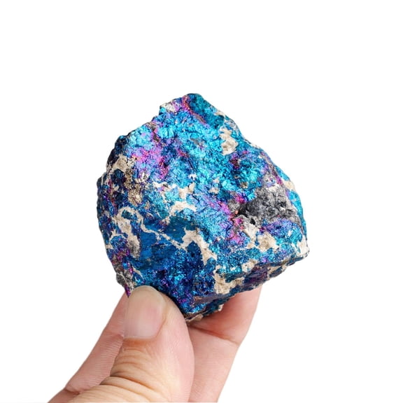 Unpolished Natural Peacock Ore Bornite Rough Stone, Color Shifting Rainbow Metallic Mineral Slab for Classroom Geology Sample, Rock Hound Collectible & Boho Desk Decor