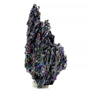 Unpolished Rainbow Silicon Carbide Mineral Specimen, Iridescent Metallic Glow Raw Crystal Rock for Earth Science Class Demonstration, Desktop Natural Stone Decor & Crystal Hobby Gift