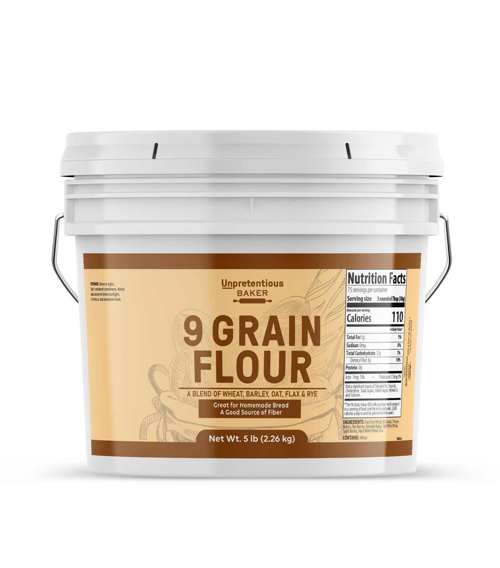 Unpretentious 9 Grain Flour, 1 Gallon, Bread & Dough, Storable, Fresh Homemade Bread