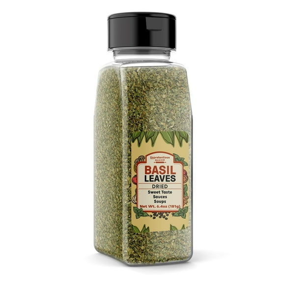 Unpretentious Basil Leaves, 6.4 oz, Cut & Sifted, Sweet Flavor, Sauces & Soups