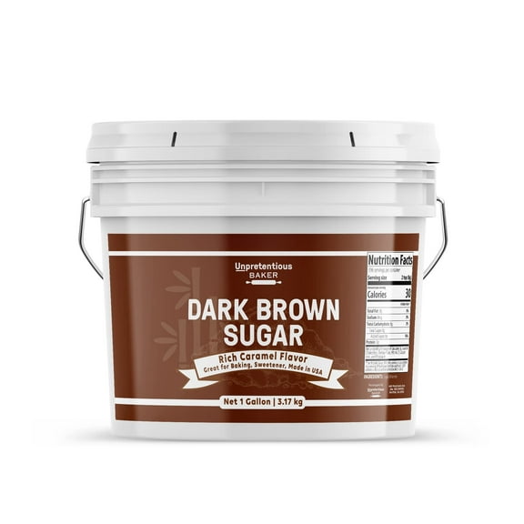 Unpretentious Dark Brown Sugar, Great for Baking, Rich Caramel Flavor, Sweetener 1 Gallon Bucket