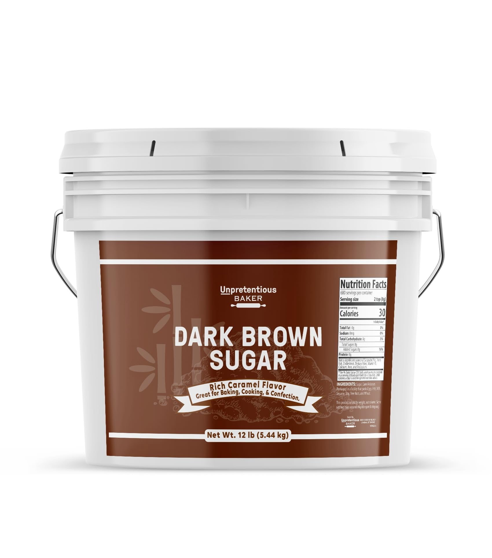 Unpretentious Dark Brown Sugar, Great for Baking, Rich Caramel Flavor, Sweetener 192 Ounces