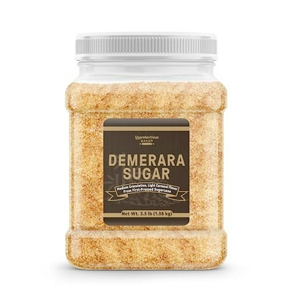 Unpretentious Demerara Sugar 3.5 Pounds, Food Storage, Raw First-Pressed Sugarcane Crystals For Drinks & Baking