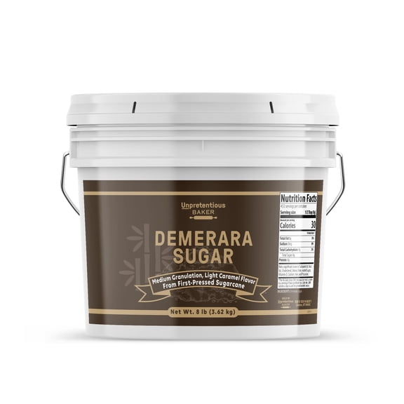 Unpretentious Demerara Sugar, Raw, First-Pressed Sugarcane Crystals For Drinks & Baking 1 Gallon