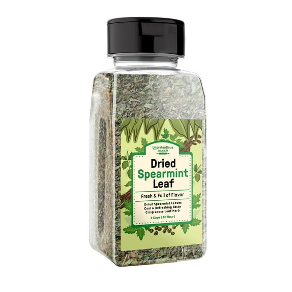 Unpretentious Dried Spearmint Leaves 2 Cups Fresh Taste, Crisp Loose Leaf Herb, Pesto, Lemonade, Desserts
