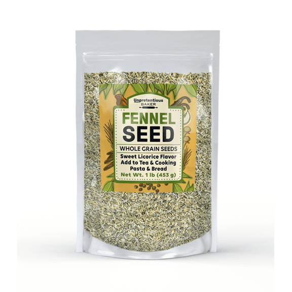 Unpretentious Fennel Seeds 1 lb Whole Seeds, Use in Teas & Cooking, Fiber Rich, Sweet Licorice Flavor