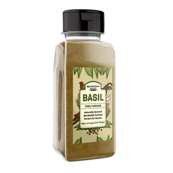Unpretentious Ground Basil, 4 Cups, Sweet Peppery Flavor, Sweet Basil, Fine Ground