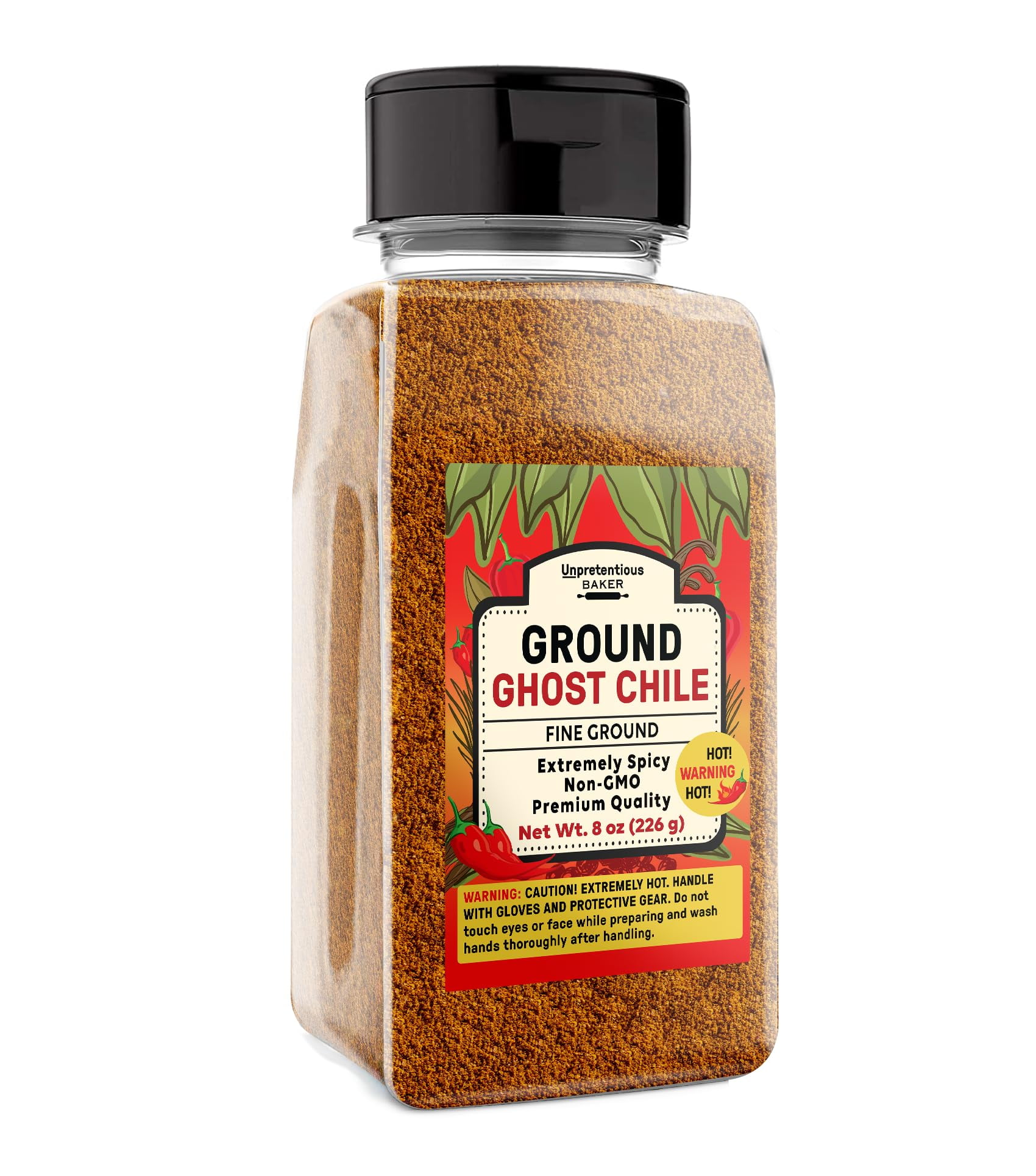 Unpretentious Ground Ghost Chile STF9 Pepper, 8 oz, Extremely Hot