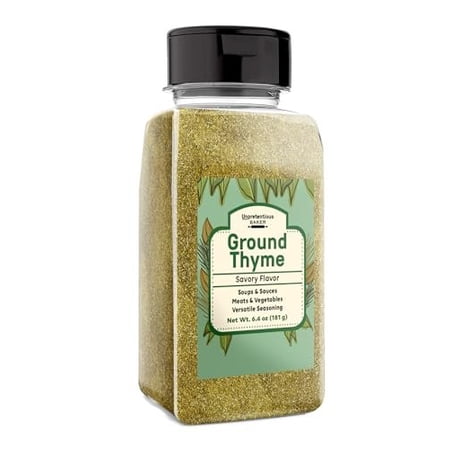 Unpretentious Ground Thyme, 6.4 oz, Versatile Seasoning, Savory Flavor, Soups & Sauces