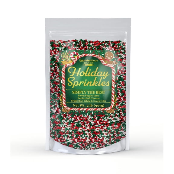 Unpretentious Holiday Sprinkles, 2 lb Bright & Colorful Christmas Jimmies Red, Green, White