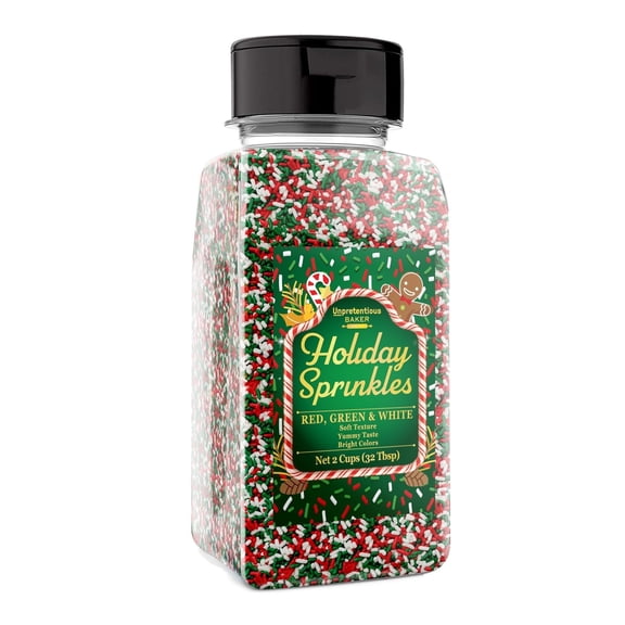 Unpretentious Holiday Sprinkles, Perfect for Christmas Festivities, Multi-Use Shaker Bottle, Dessert Decorating 12 Ounce
