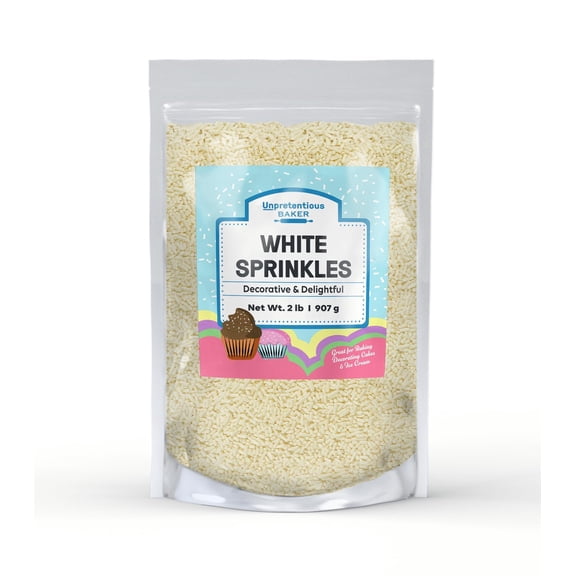 Unpretentious Ivory Jimmies Sprinkles, 2 lb, Light Ivory, Perfect for Festivities, Clear Resealable Bag, Dessert Decorating