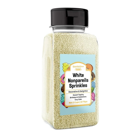 Unpretentious Ivory Nonpareils,1lb, Dessert Topping, Round Sprinkles