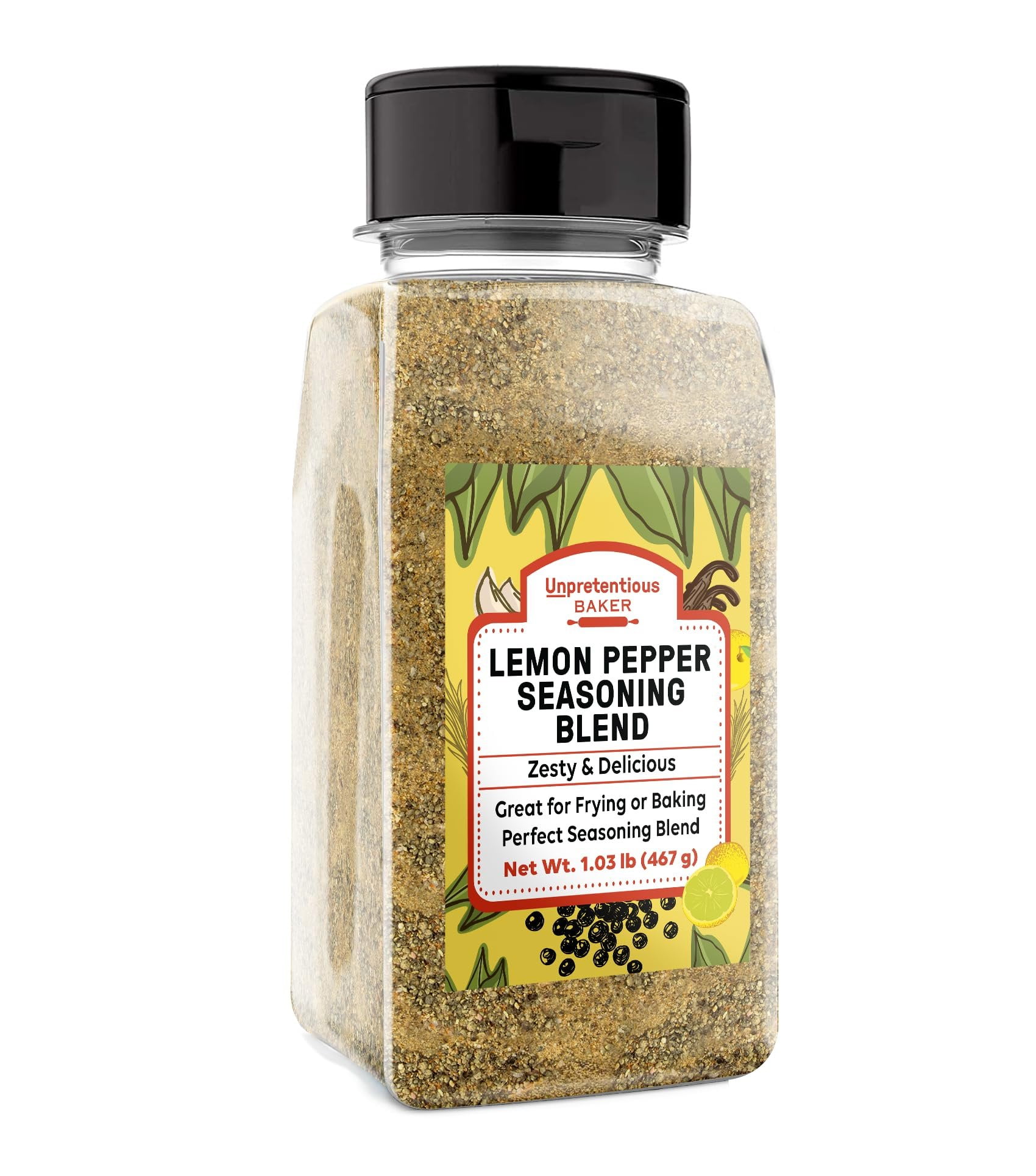 Unpretentious Lemon Pepper Seasoning 2 Cups, Great Zesty Flavor, Perfect for Baking or Frying, Delicious Seasoning Blend
