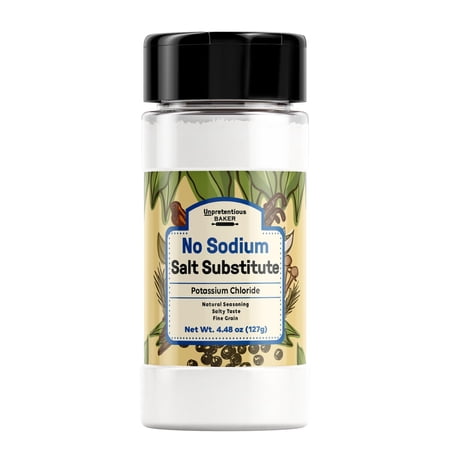 Unpretentious No Sodium Salt Substitute 4.48 Ounce Potassium Chloride, Salty Taste, Fine Grain