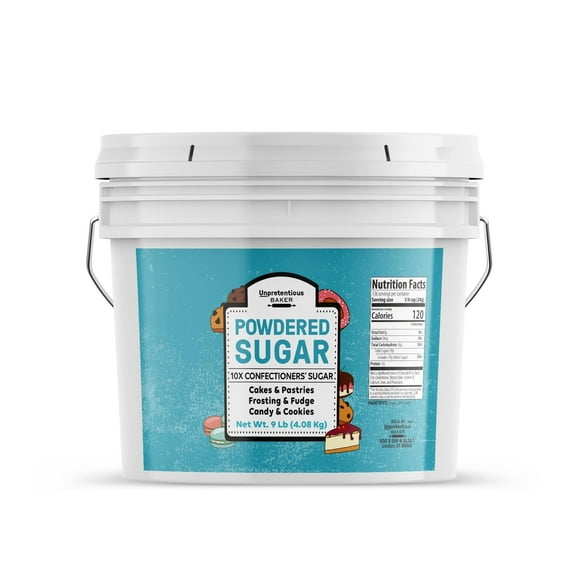 Unpretentious Powdered Sugar, 2 Gallon Bucket, Confectioners Sugar, For Baking, Candy Making, Desserts 144 Ounces