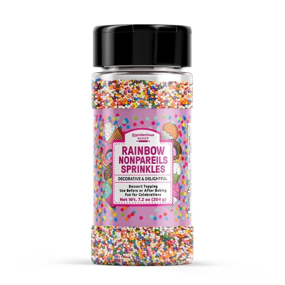 Unpretentious Rainbow Nonpareils Sprinkles 1 Cup, Perfect for Festivities, Multi-Use Shaker Bottle, Dessert Decorating