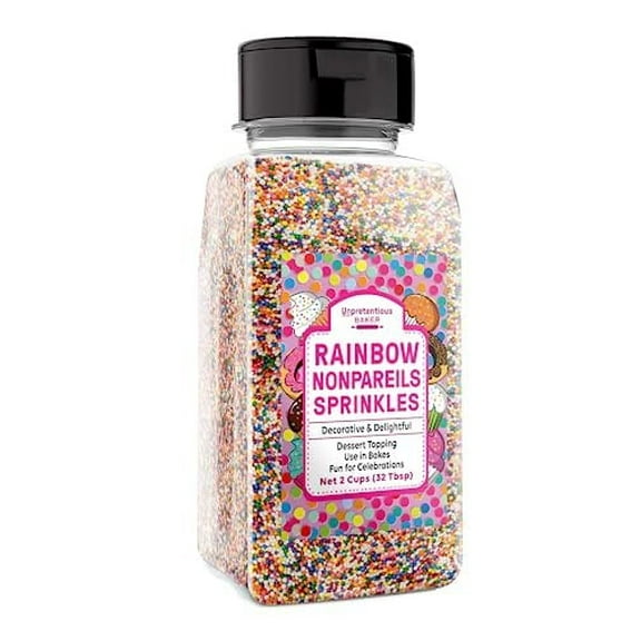 Unpretentious Rainbow Nonpareils Sprinkles, Perfect for Festivities, Multi-Use Shaker Bottle, Dessert Decorating