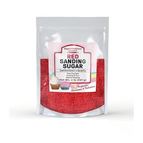 Unpretentious Red Sanding Sugar, Colorful Sugar Crystals for Festive Holiday Baking 32 Ounces