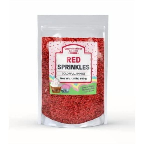 Unpretentious Red Sprinkles, 1.5 lb, Red Jimmies, Gluten-Free, Clear Resealable Bag