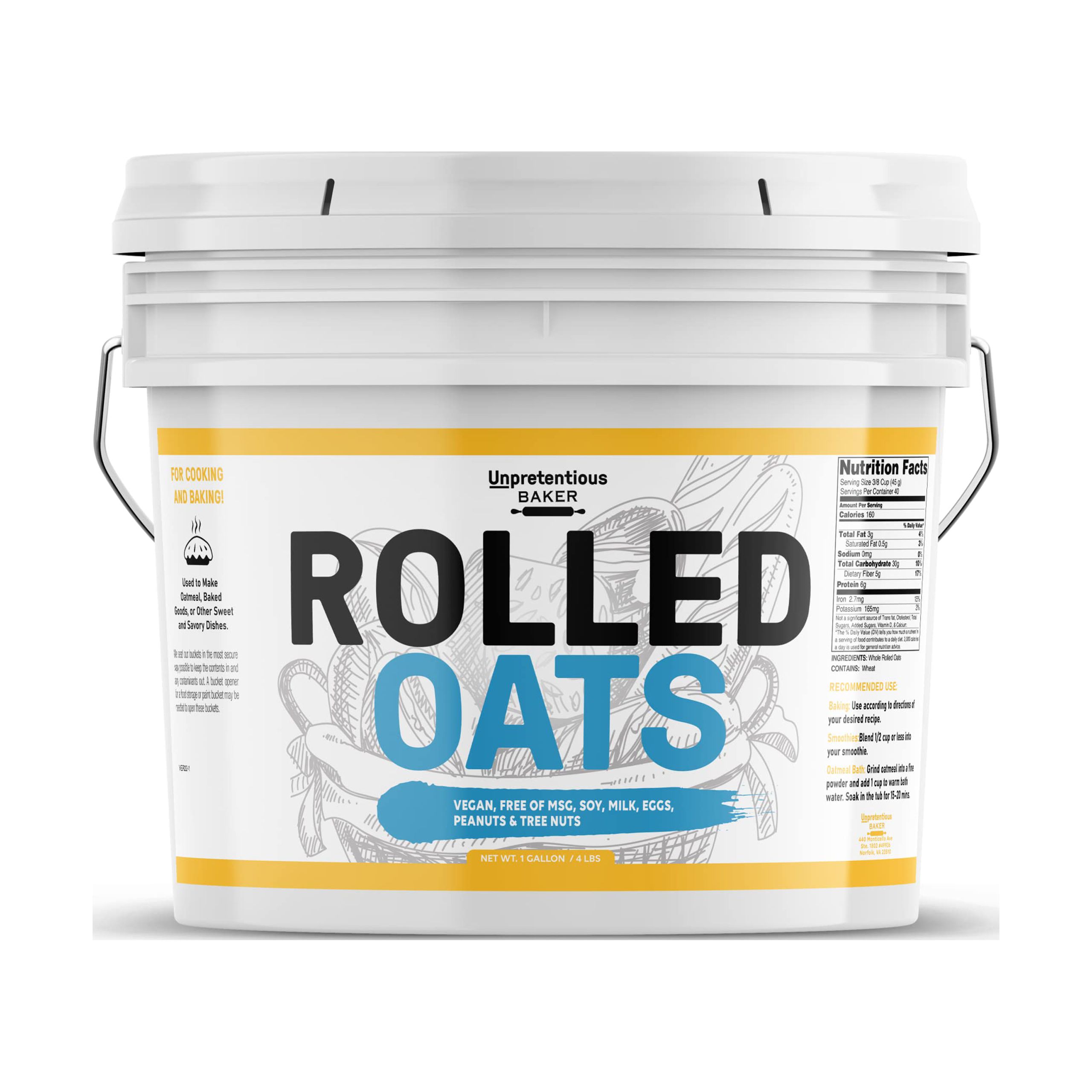 Unpretentious Rolled Oats, 1 Gallon, Old Fashioned Oats, Good Source Of