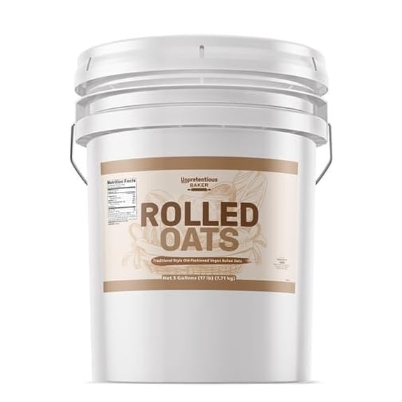 Unpretentious Rolled Oats, 5 Gallons, Old Fashioned Oats, Good Source of Iron
