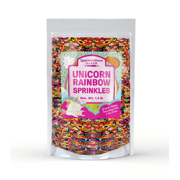 Unpretentious Unicorn Rainbow Sprinkles, 1.5 lbs., Rainbow Jimmies, Gluten-Free, Clear Resealable Bag
