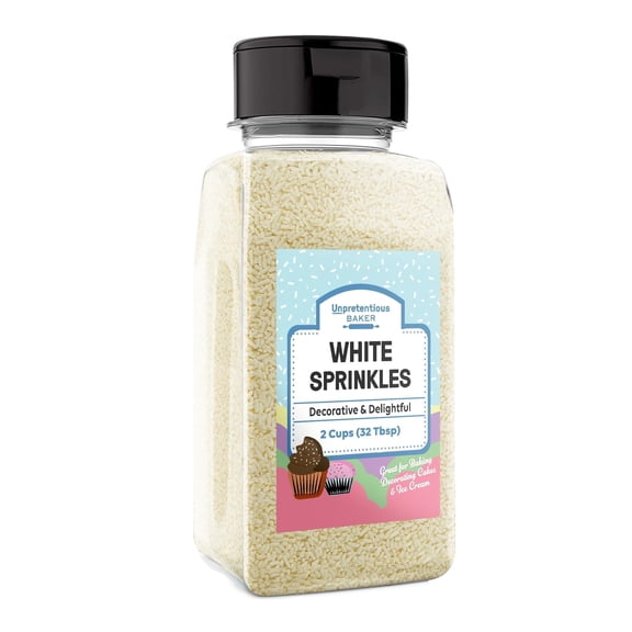 Unpretentious White Jimmies Sprinkles 2 Cups, Light Ivory, Perfect for Festivities, Multi-Use Shaker Bottle, Dessert Decorating
