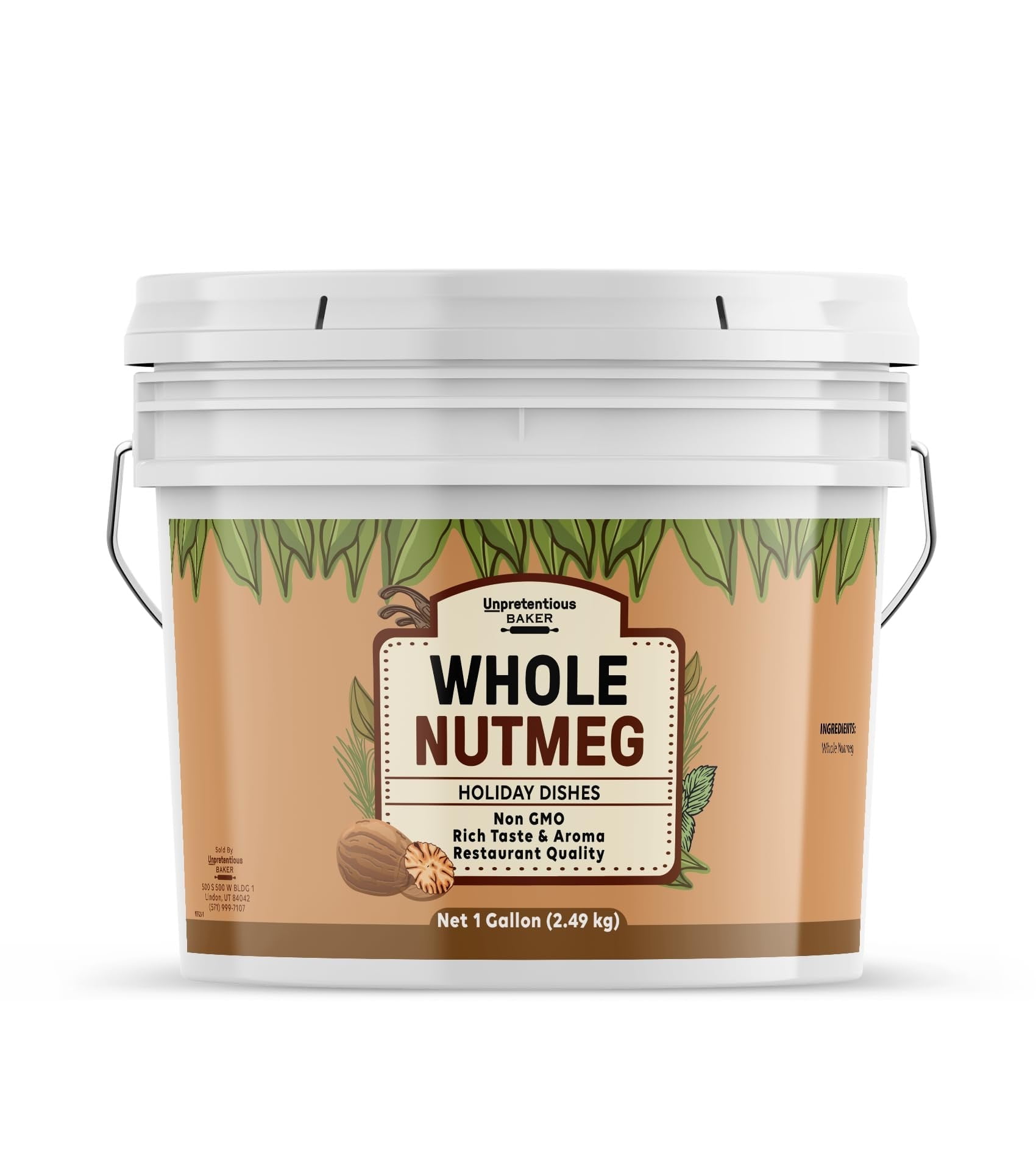 Unpretentious Whole Nutmeg, 1 Gallon, Gluten Free, Ideal for Holiday Dishes & Baked Goods