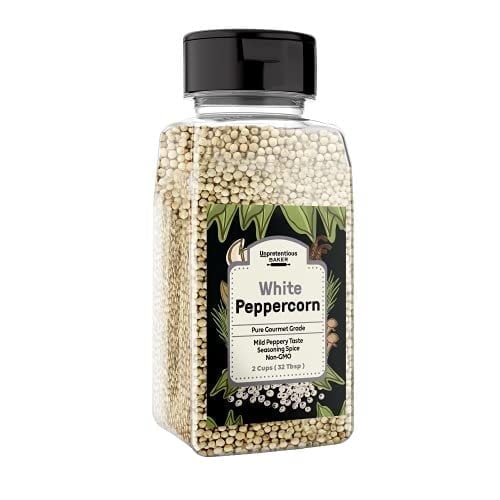 Unpretentious Whole White Peppercorn 2 Cups, Adds Extra Flavor, Seasoning, Reusable Container