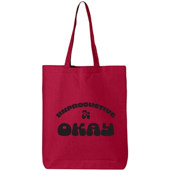 Unproductive & Okay Cotton Canvas Tote Bag