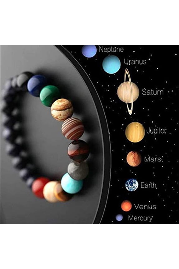 Unquie Solar System Eight Planet Themed Natural Stone Beaded Bracelet