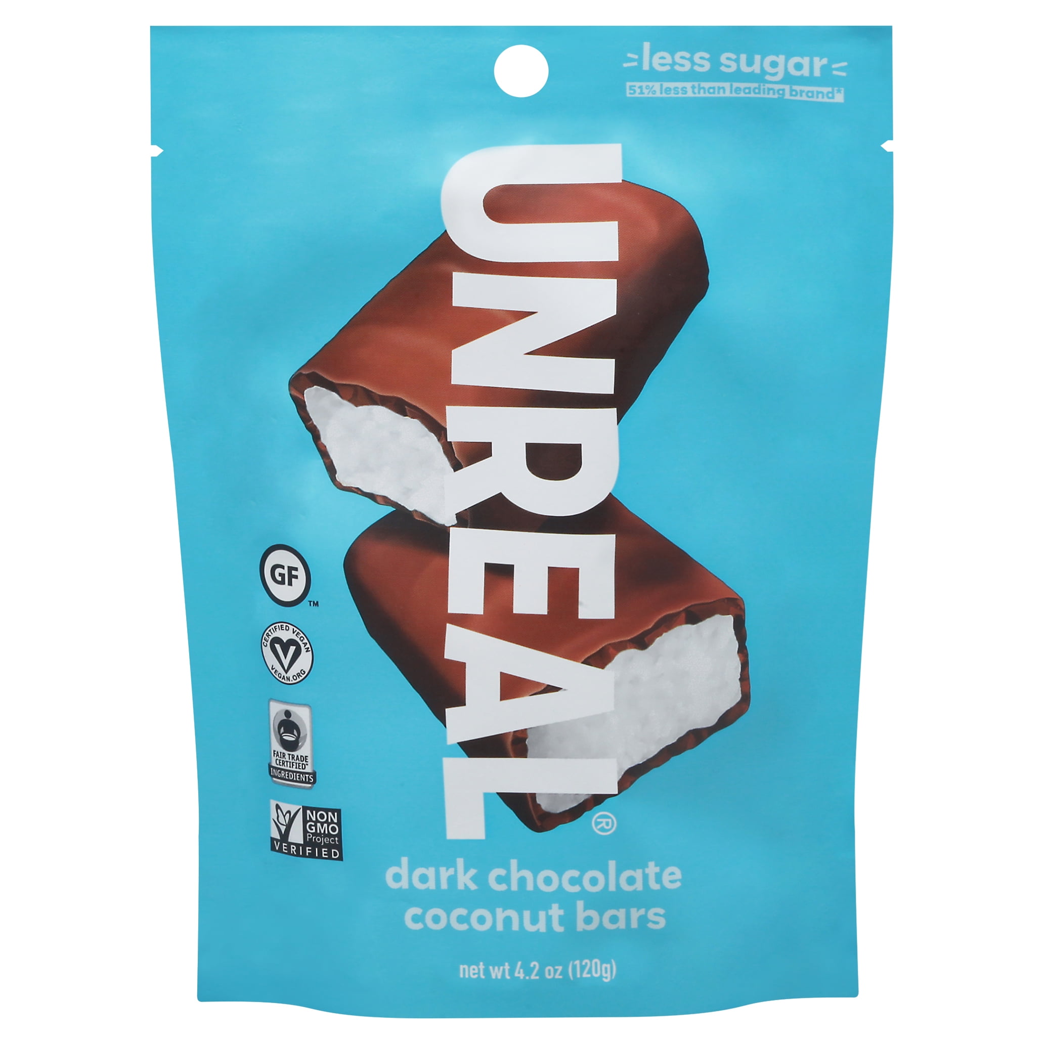 Unreal Chocolate Dark Coconut Bar Bag 4.2 oz (Pack of 6)