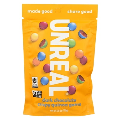 UNREAL Dark Chocolate Crispy Quinoa Gems Candy, 6 Oz