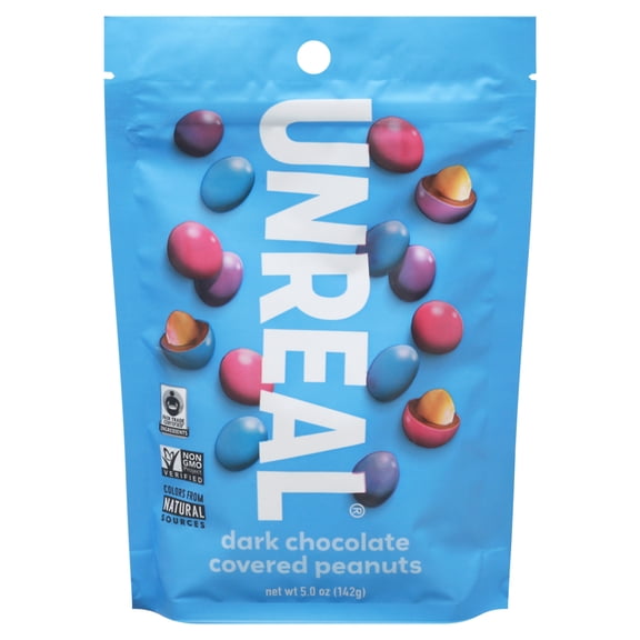 Unreal Dark Chocolate Candy Coated Peanuts 5 oz (Pack Of 6)
