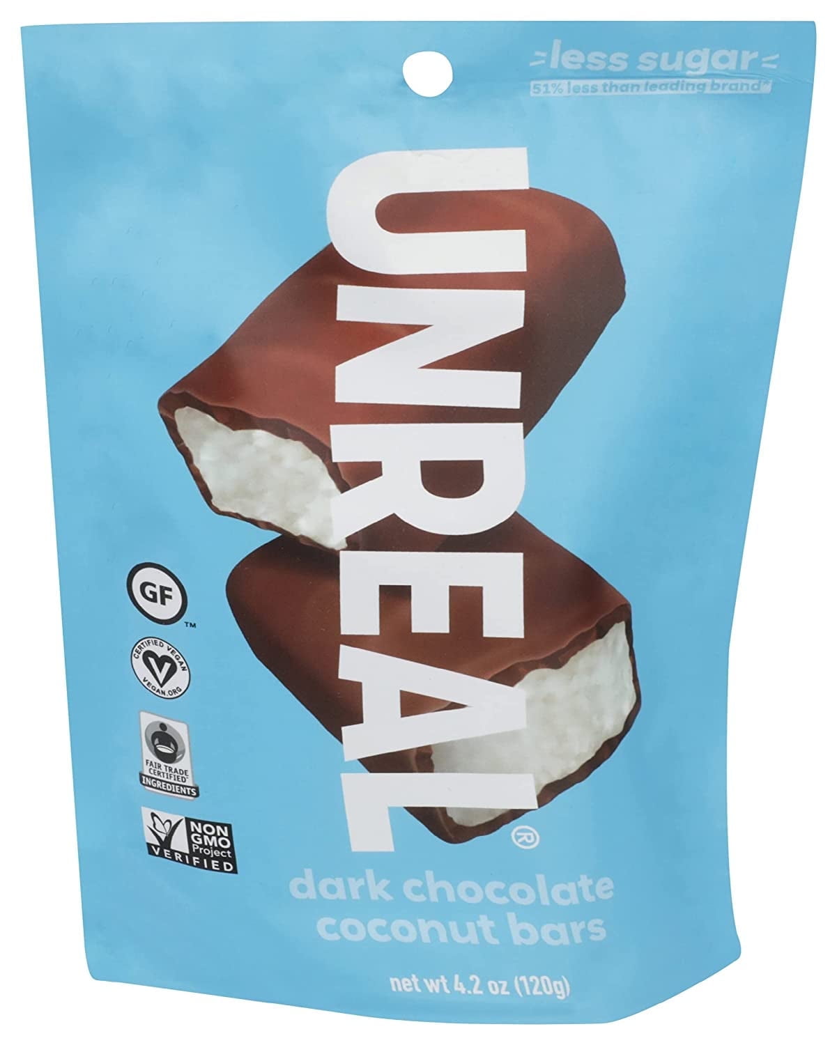 Unreal Dark Chocolate Coconut Bars -- 4.2 oz Pack Pack of 4