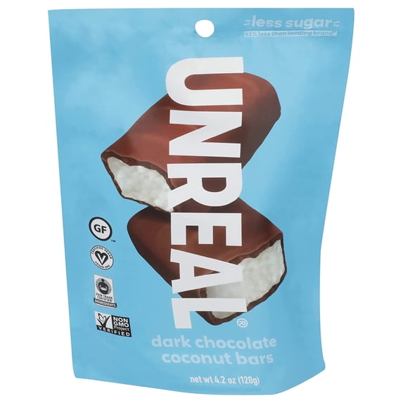 Unreal Dark Chocolate Coconut Bars -- 4.2 oz Pack Pack of 4