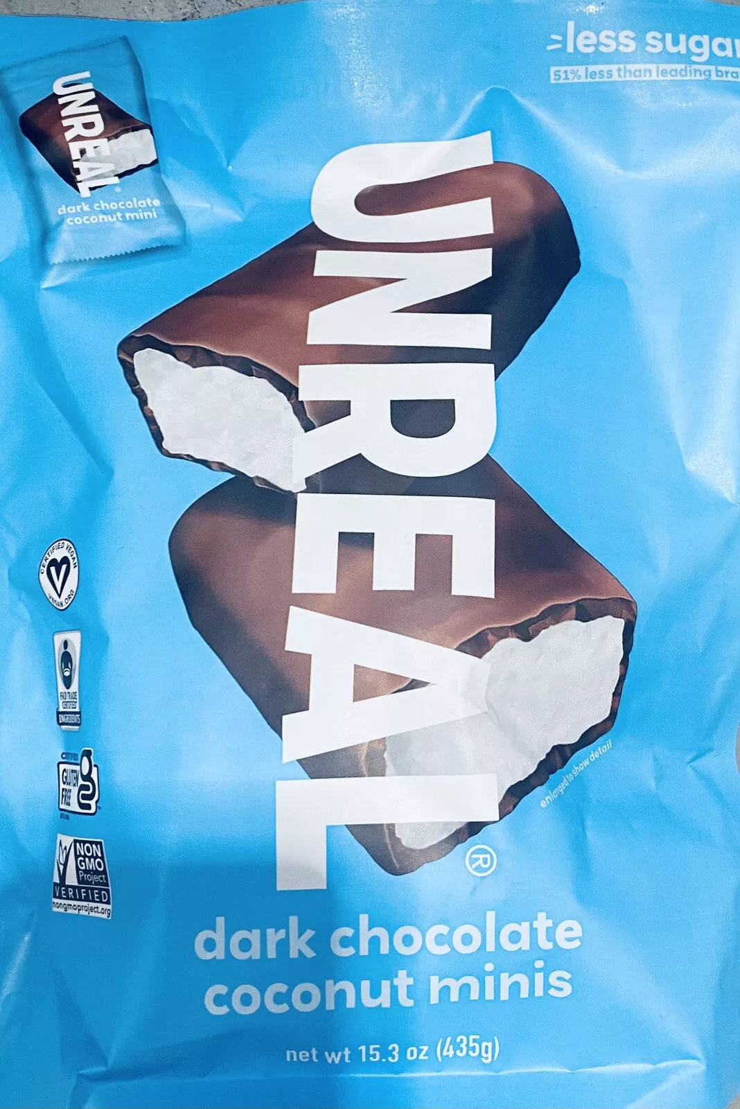 Unreal Dark Chocolate Coconut Mini Bars 15.3 oz ~ 29 Candy bars
