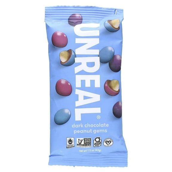 Unreal, Dark Chocolate Peanut Gems, 1.5 oz Pack of 2