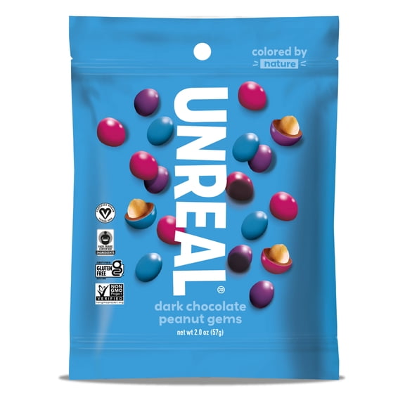 UNREAL Dark Chocolate Peanut Gems, 2 oz