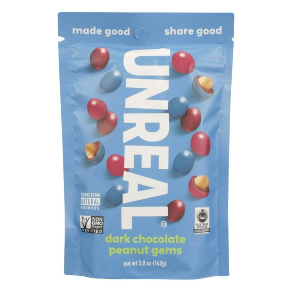 Unreal Dark Chocolate Peanut Gems - Case of 6 - 5 OZ